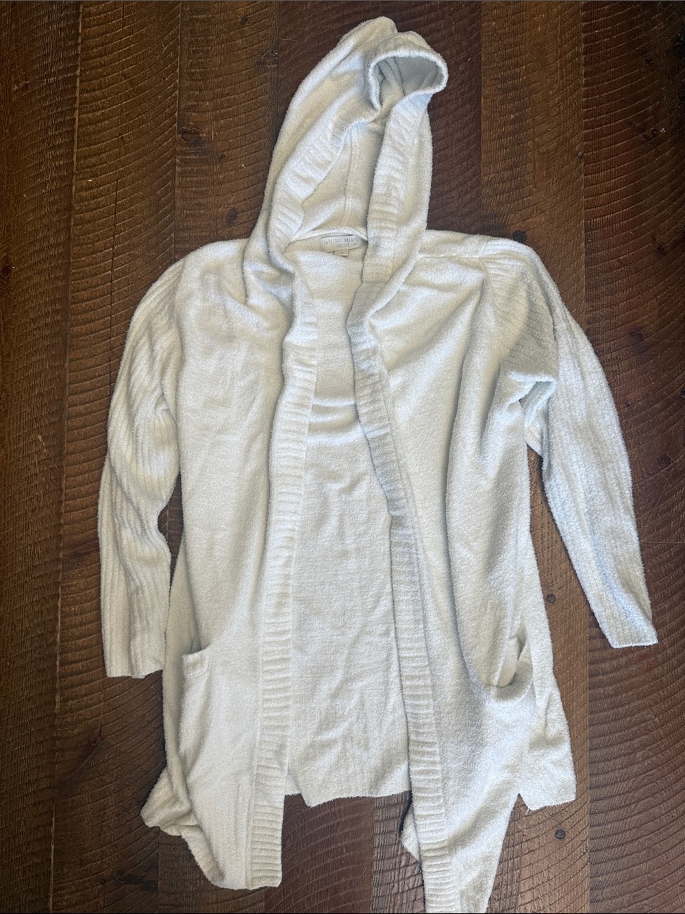 Barefoot Dreams Women's Cream Hooded Open Cardigan